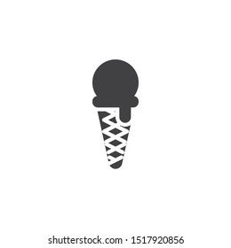 Ice cream cone vector icon. filled flat sign for mobile concept and web design. Waffle ice cream glyph icon. Symbol, logo illustration. Vector graphics