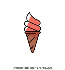Ice cream cone vector icon symbol isolated on white background