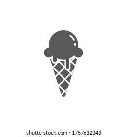 Ice cream cone vector icon symbol isolated on white background