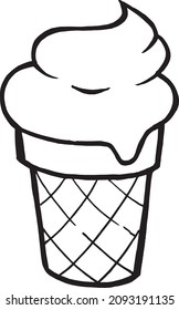 Icono vectorial del cono de helado aislado en el fondo. Símbolo dulce de moda. Ilustración del logotipo