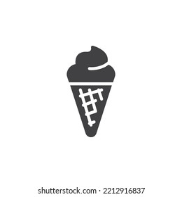 Ice cream cone vector icon. filled flat sign for mobile concept and web design. Waffle ice cream glyph icon. Symbol, logo illustration. Vector graphics