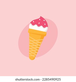 Crema de hielo en un icono vector de cono. Gastronomía rápida de aspecto delicioso