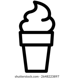 ice cream cone vector icon in black outline style 