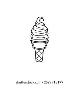 ice cream cone vector icon set. icecream scoop cup symbol. vanilla tasty soft ice cream sign collection Editable stroke