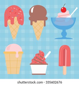 ice cream cone vector icon set illustration sweet dessert popsicle 