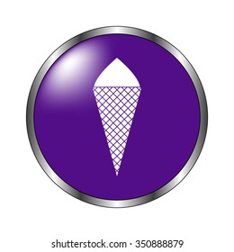 Ice cream cone - vector icon; violet button