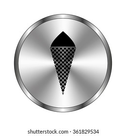 Ice cream cone - vector icon;  metal button