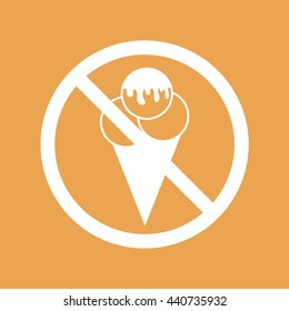 Ice cream cone vector icon. Prohibition sign