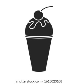 Ice cream in cone vector icon.Black vector icon isolated on white background ice cream in cone.