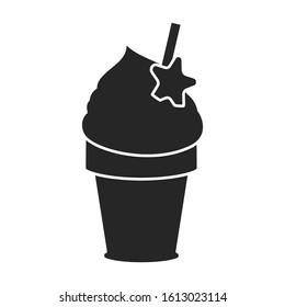 Ice cream in cone vector icon.Black vector icon isolated on white background ice cream in cone.