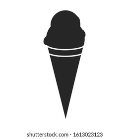 Ice cream in cone vector icon.Black vector icon isolated on white background ice cream in cone.