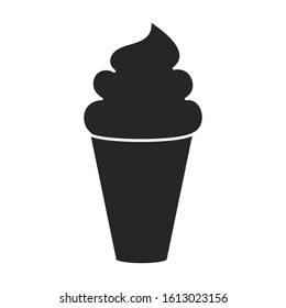 Ice cream in cone vector icon.Black vector icon isolated on white background ice cream in cone.