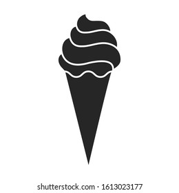 Ice cream in cone vector icon.Black vector icon isolated on white background ice cream in cone.