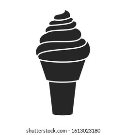 Ice cream in cone vector icon.Black vector icon isolated on white background ice cream in cone.