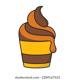 Ice cream in cone vector icon.Color vector icon isolated on white background ice cream in cone.