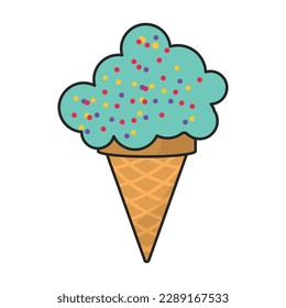 Ice cream in cone vector icon.Color vector icon isolated on white background ice cream in cone.