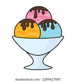 Ice cream in cone vector icon.Color vector icon isolated on white background ice cream in cone.