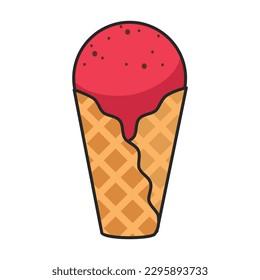 Ice cream in cone vector icon.Color vector icon isolated on white background ice cream in cone.