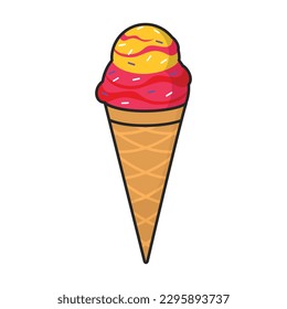 Ice cream in cone vector icon.Color vector icon isolated on white background ice cream in cone.
