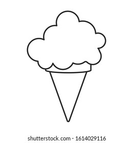 Ice cream in cone vector icon.Line vector icon isolated on white background ice cream in cone.