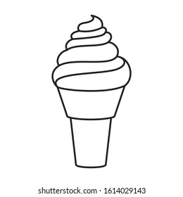 Ice cream in cone vector icon.Line vector icon isolated on white background ice cream in cone.