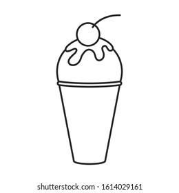 Ice cream in cone vector icon.Line vector icon isolated on white background ice cream in cone.