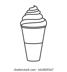 Ice cream in cone vector icon.Line vector icon isolated on white background ice cream in cone.
