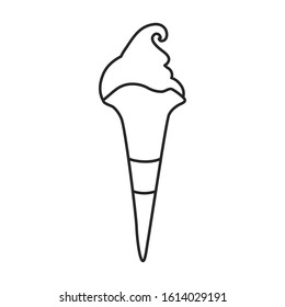 Ice cream in cone vector icon.Line vector icon isolated on white background ice cream in cone.