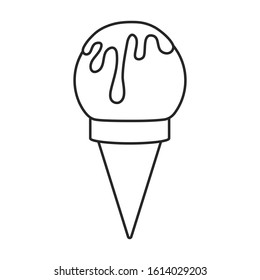 Ice cream in cone vector icon.Line vector icon isolated on white background ice cream in cone.