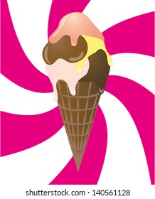 Ice cream cone, vector illustration