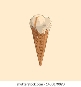  Ice cream cone, vector illustration