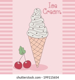 Ice Cream Cone. Vector illustration.