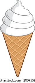 Ice Cream Cone. Vector Illustration Isolated on white