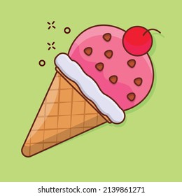 ice cream cone Vector illustration on a transparent background.Premium quality symbols. vector line flat  icon for concept and graphic design.