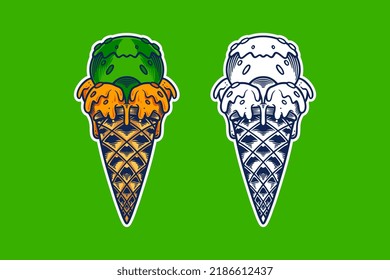 ice cream cone vector illustration cartoon style