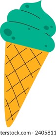 Ice Cream In Cone Vector Illustration