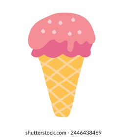 ice cream cone vector illustration in cartoon style, sweet food icon