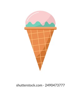 Ice cream cone. Vector illustration isolated on white background