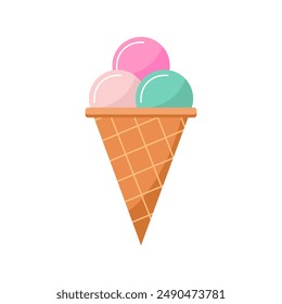 Ice cream cone. Vector illustration isolated on white background