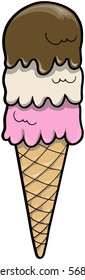 Ice Cream Cone Vector Illustración