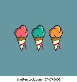 Ice cream in the cone. Vector illustration