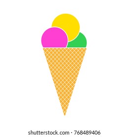 Ice cream cone. Vector illustration. Ice cream icon, isolated on white background
