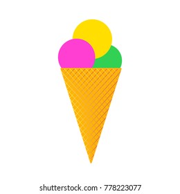 Ice cream cone. Vector illustration. Ice cream icon, isolated on white background