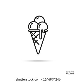 ice cream cone vector line icon. Sweet food symbol.
