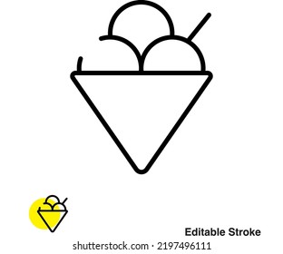 Ice Cream Cone Vector Line Icon