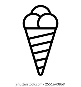 Ice Cream Cone Vector Line Icon Design