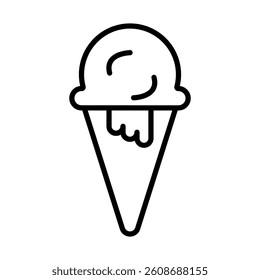 Ice Cream Cone Vector Line Icon Design