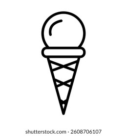 Ice Cream Cone Vector Line Icon Design