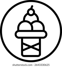 Ice Cream Cone Vector Line Icon Design