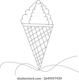 ice cream cone vector line icon isolated on white background